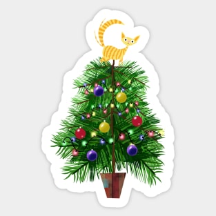 The Ginger Cat and the Christmas Tree Sticker